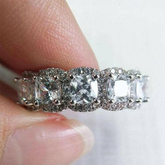 Flash Sale- Cushion Cut Diamond Halo Wedding Band-Evani Naomi Jewelry