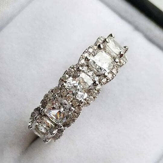Flash Sale- Cushion Cut Diamond Halo Wedding Band-Evani Naomi Jewelry