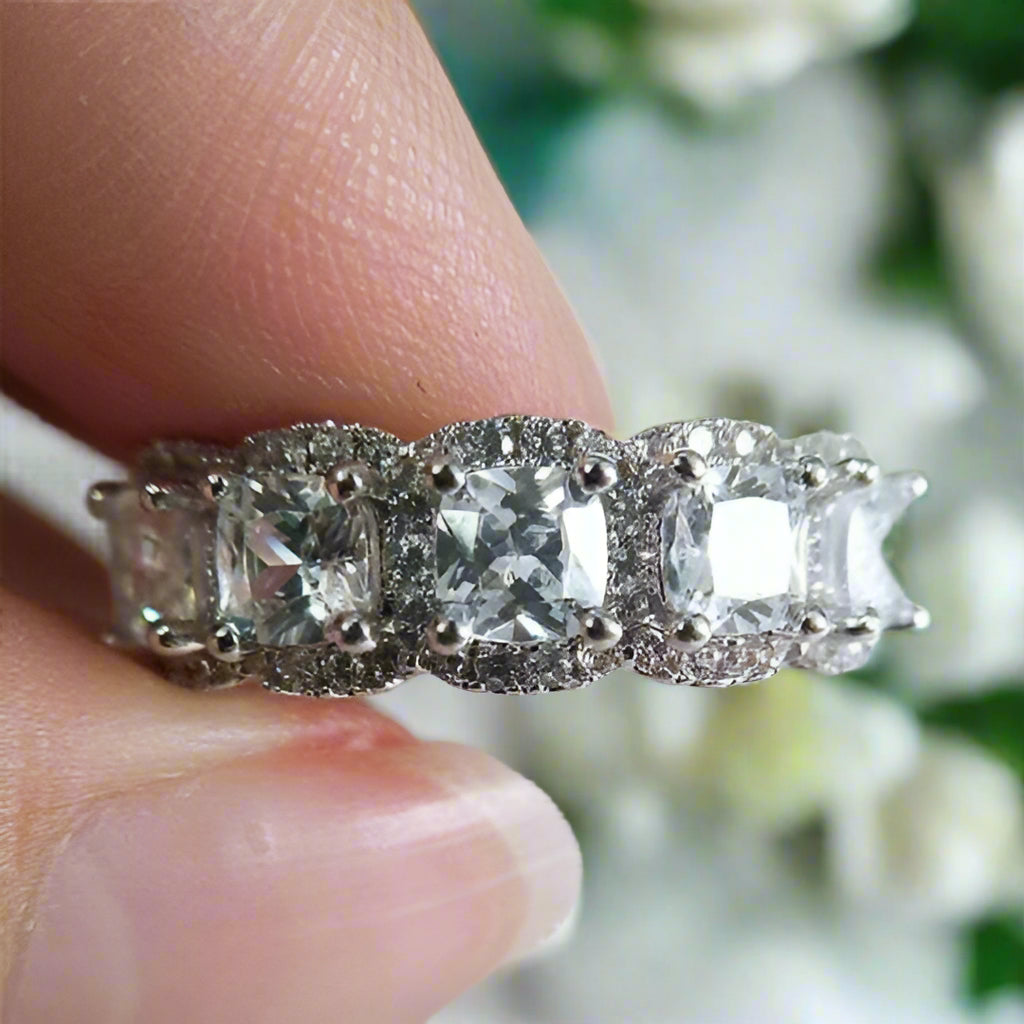 Flash Sale- Cushion Cut Diamond Halo Wedding Band-Evani Naomi Jewelry