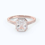 Flash Sale- Halo Radiant Cut Classic Rose Gold Engagement Ring-Evani Naomi Jewelry