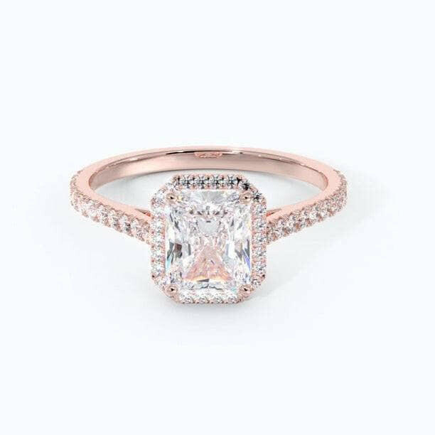 Flash Sale- Halo Radiant Cut Classic Rose Gold Engagement Ring-Evani Naomi Jewelry