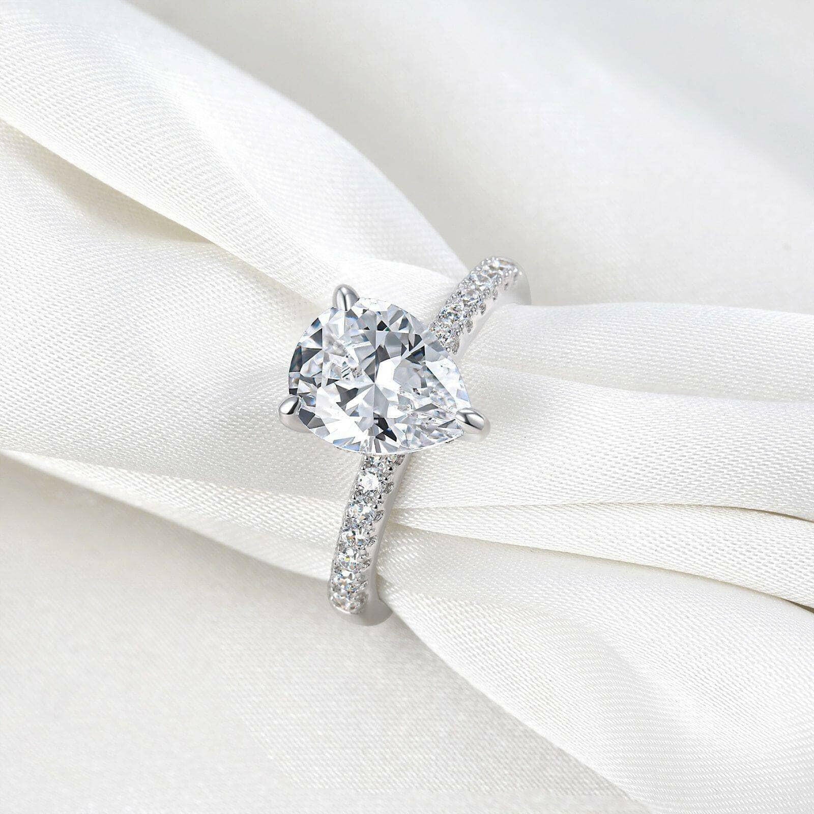 Flash Sale- Pear Cut 4 ct Diamond Engagement Ring-Evani Naomi Jewelry