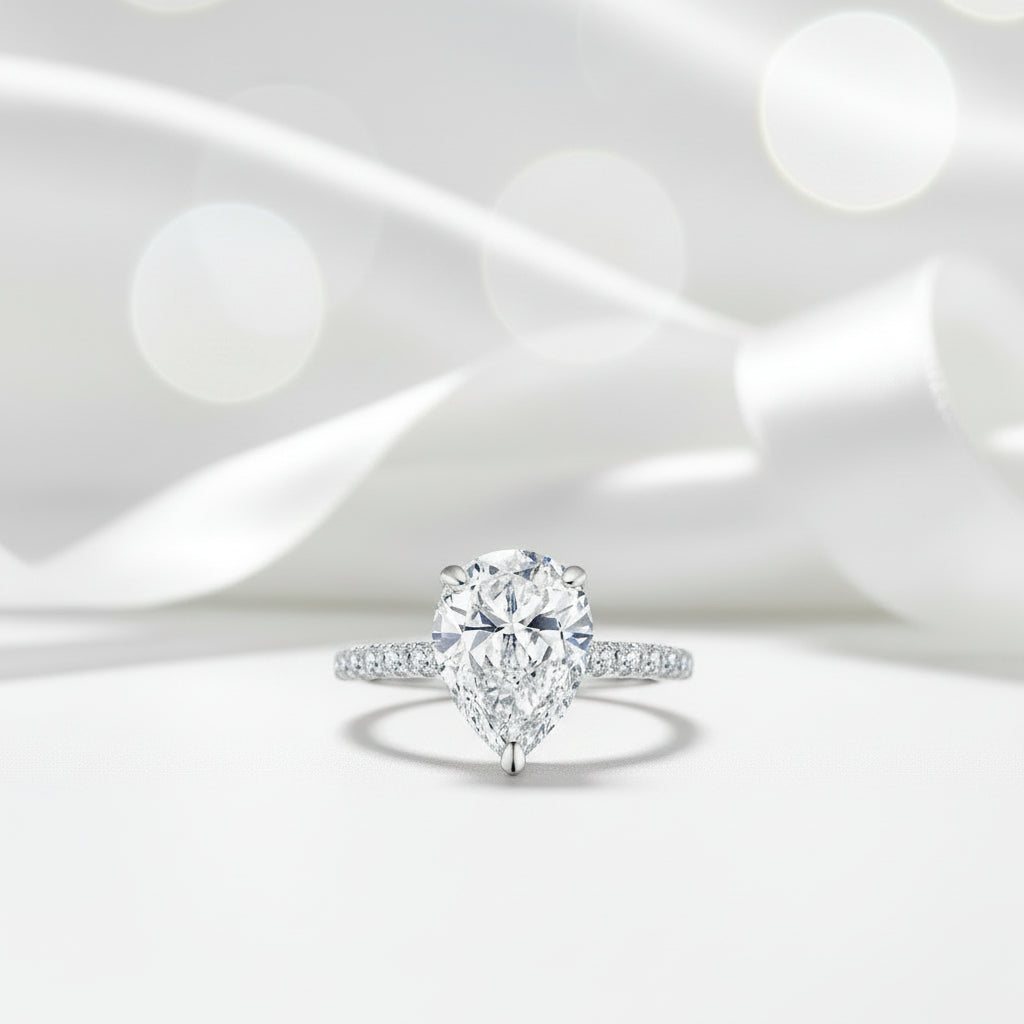 Flash Sale- Pear Cut 4 ct Diamond Engagement Ring-Evani Jewelry