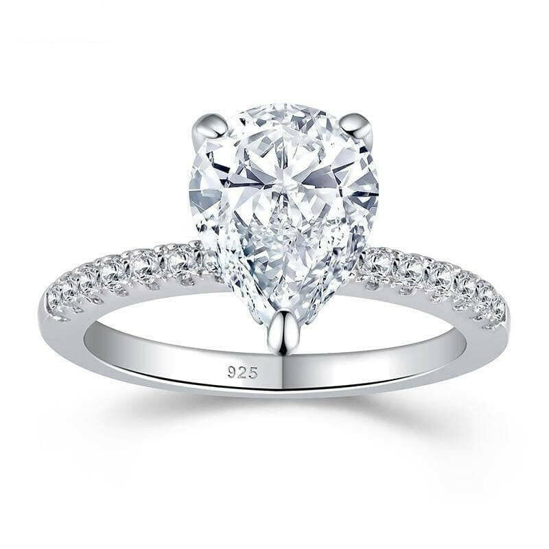 Flash Sale- Pear Cut 4 ct Diamond Engagement Ring-Evani Naomi Jewelry