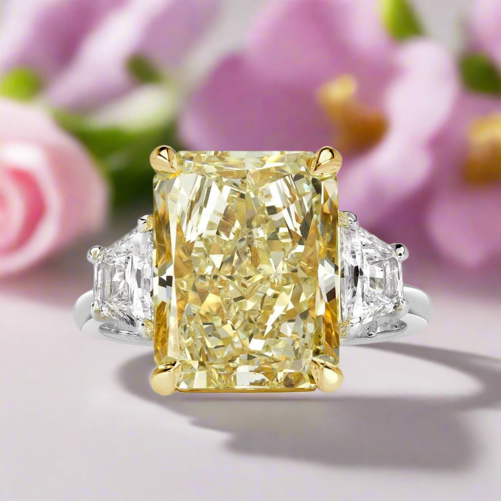 Flash Sale- Radiant Cut 5.0 ct Yellow Stone Certified Diamond Engagement Ring-Evani Naomi Jewelry