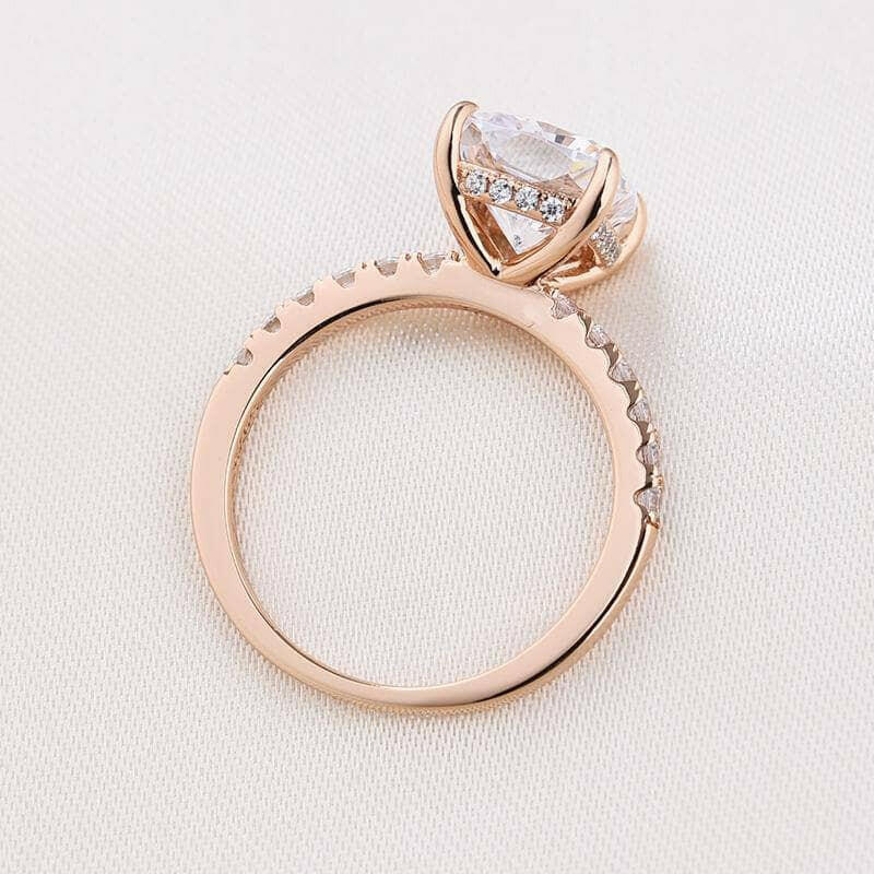 Flash Sale- Rose Gold 3.0 ct Cushion Cut Clear Simulated Sapphire Wedding Ring Set-Evani Naomi Jewelry