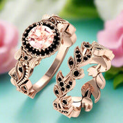 Flash Sale- Rose Gold Flower Ring Set in 1.50 ct Diamond-Evani Naomi Jewelry