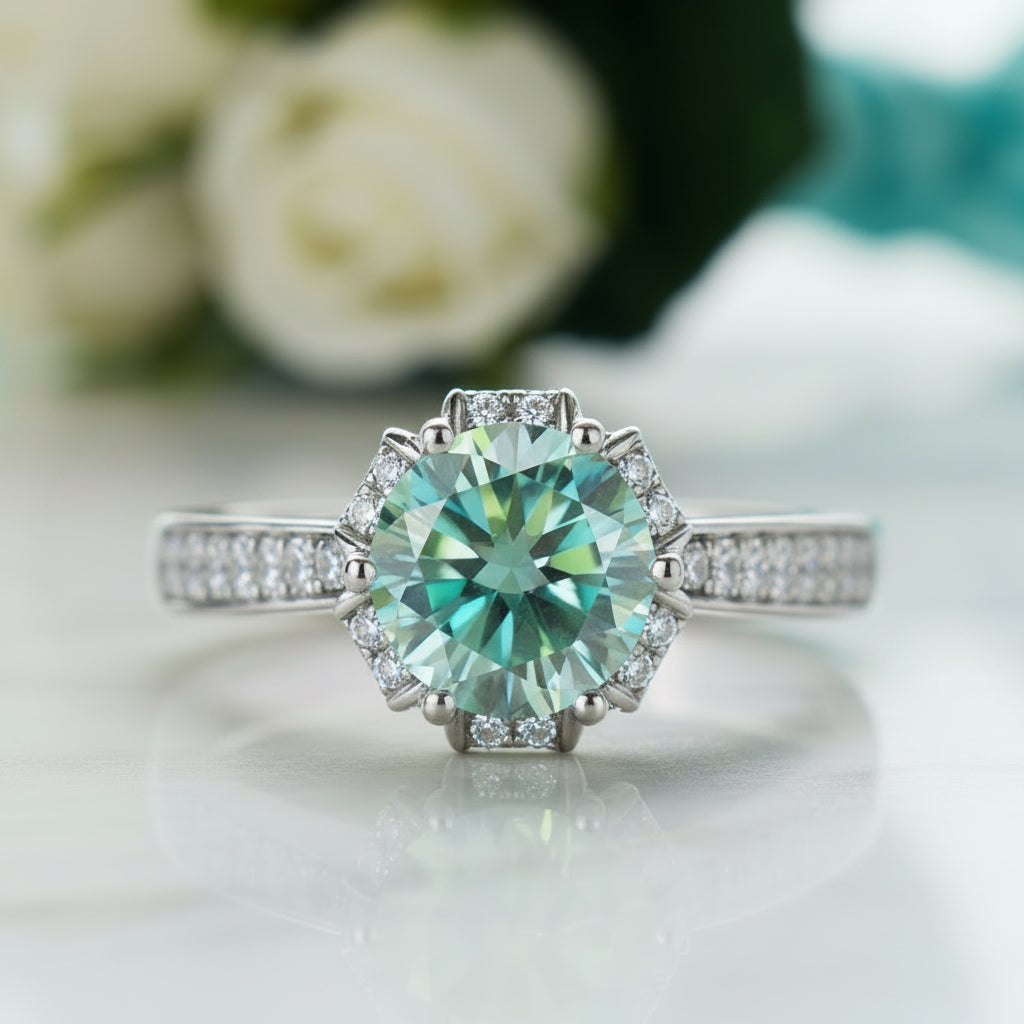 Floral-Style 1.00 ct Round Diamond Engagement Ring-Evani Jewelry