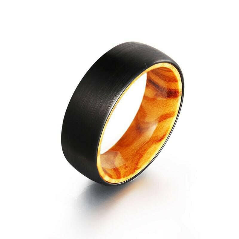 Forest Engraved 8mm Tungsten Carbide with Inner Wood Shank-Evani Naomi Jewelry