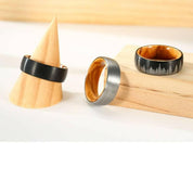 Forest Engraved 8mm Tungsten Carbide with Inner Wood Shank-Evani Naomi Jewelry