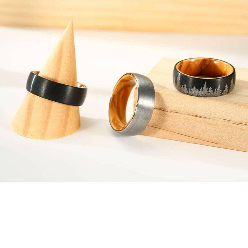 Forest Engraved 8mm Tungsten Carbide with Inner Wood Shank-Evani Naomi Jewelry