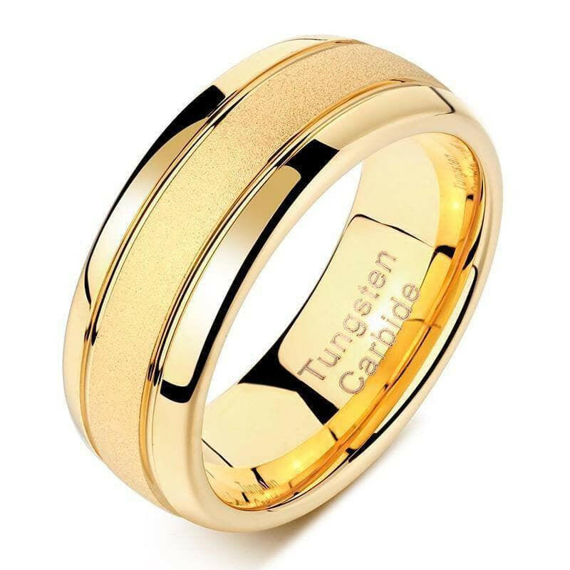 Frosted Center 8mm Tungsten Carbide Men's Wedding Band-Evani Naomi Jewelry