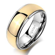 Glossy 8mm Two-tone Tungsten Carbide Men's Wedding Band-Evani Naomi Jewelry
