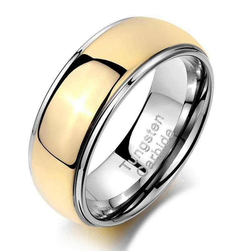 Glossy 8mm Two-tone Tungsten Carbide Men's Wedding Band-Evani Naomi Jewelry