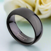 Glossy Black Dome 8mm Tungsten Carbide Wedding Band-Evani Naomi Jewelry