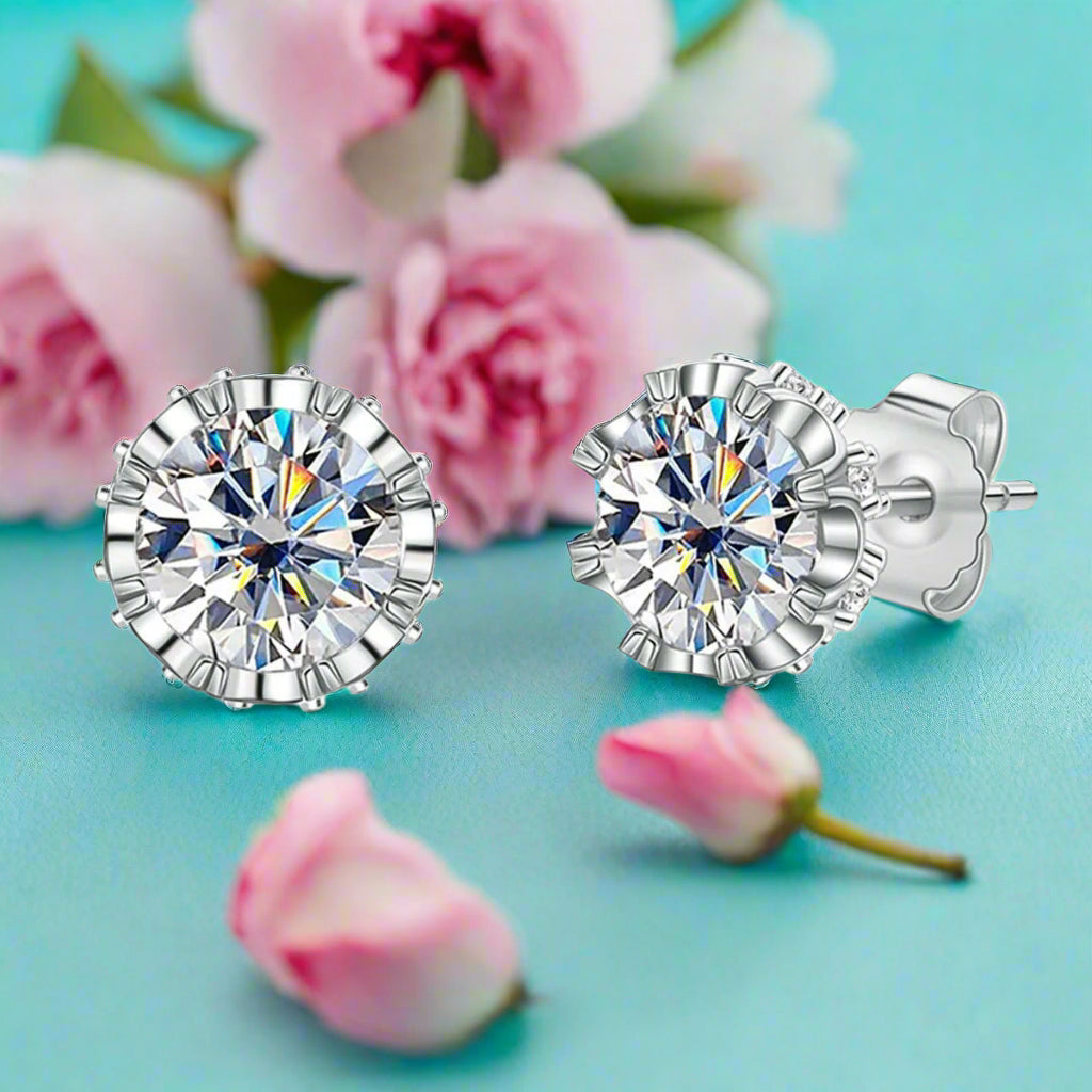 Gorgeous 1.0ct Diamond Flower Stud Earrings-Evani Naomi Jewelry