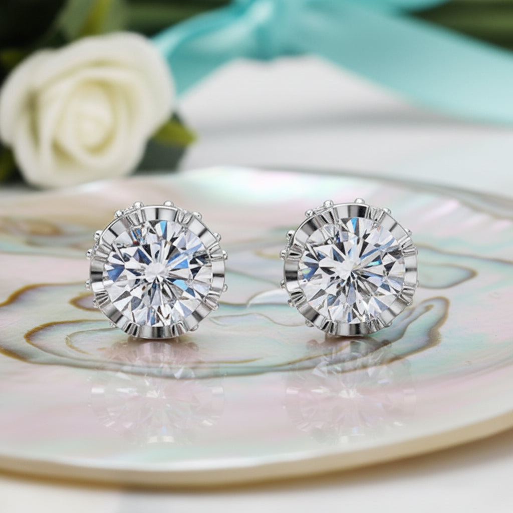 Gorgeous 1.0ct Diamond Flower Stud Earrings-Evani Jewelry