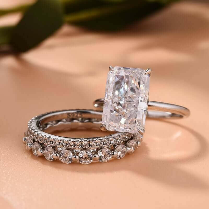 Gorgeous Radiant Cut 5.5ct Diamond 3pc Bridal Set-Evani Naomi Jewelry