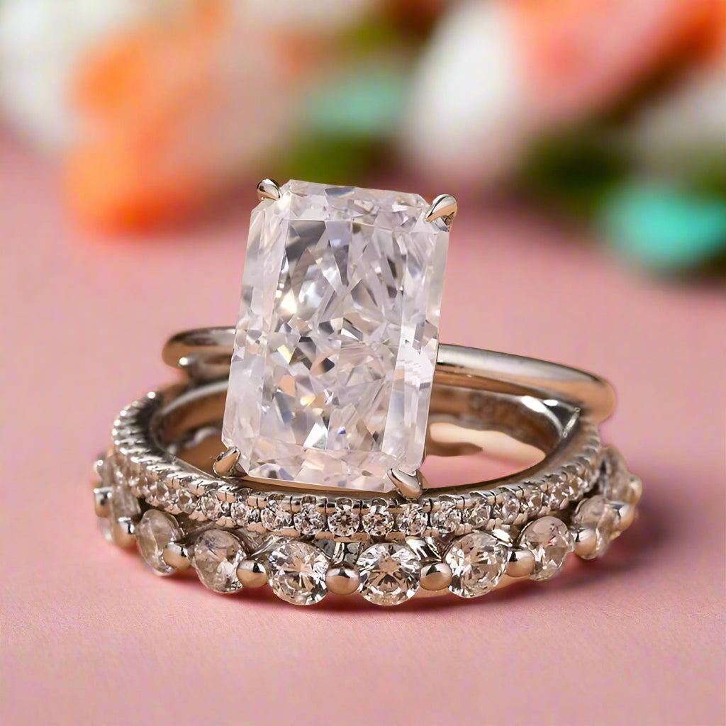 Gorgeous Radiant Cut 5.5ct Diamond 3pc Bridal Set-Evani Naomi Jewelry