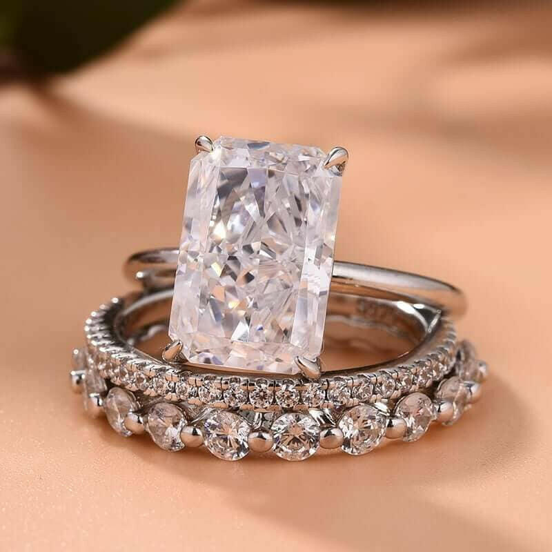 Gorgeous Radiant Cut 5.5ct Diamond 3pc Bridal Set-Evani Naomi Jewelry
