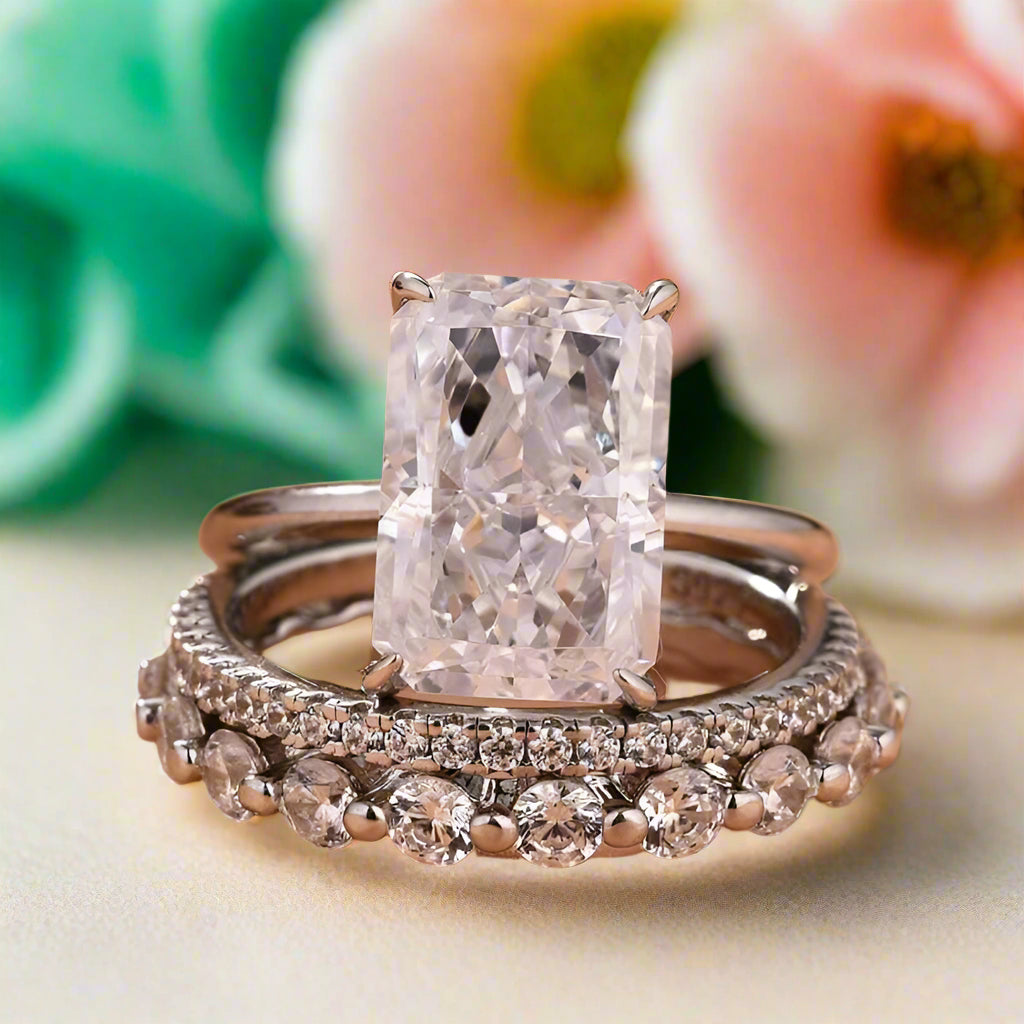Gorgeous Radiant Cut 5.5ct Diamond 3pc Bridal Set-Evani Naomi Jewelry