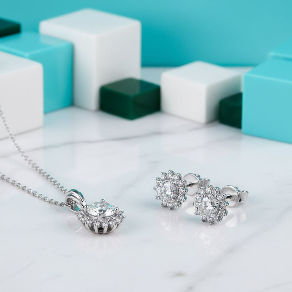 Gorgeous Sunflower 1.0 ct Diamond Jewelry Set-Evani Jewelry