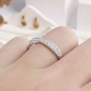 Half Eternity Diamond 14k White Gold Twisted Wedding Band-Evani Naomi Jewelry