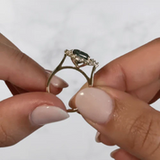 Halo Emerald Cut Yellow Gold Diamond Engagement Ring-Evani Naomi Jewelry