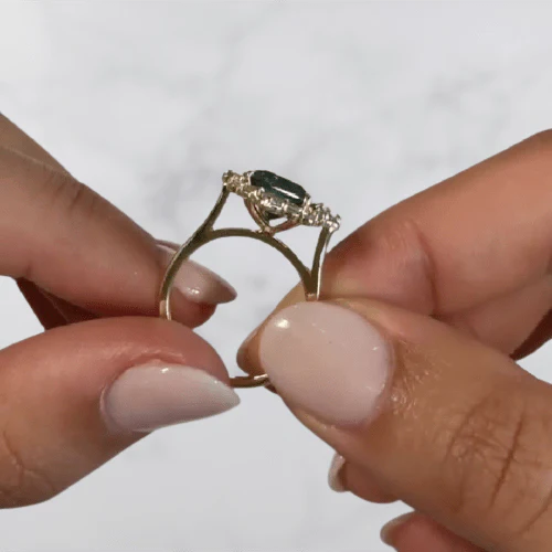 Halo Emerald Cut Yellow Gold Diamond Engagement Ring-Evani Naomi Jewelry