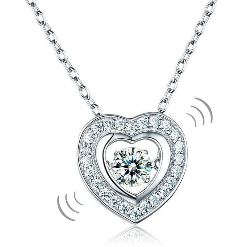 Halo Heart Dancing Diamond Necklace-Evani Naomi Jewelry