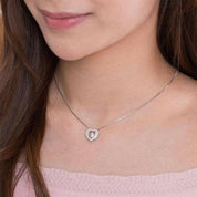 Halo Heart Dancing Diamond Necklace-Evani Naomi Jewelry