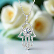 Hamsa Hand Of Fatima 1.0 ct Diamond Necklace-Evani Naomi Jewelry