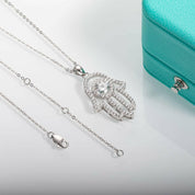 Hamsa Hand Of Fatima 1.0 ct Diamond Necklace-Evani Naomi Jewelry