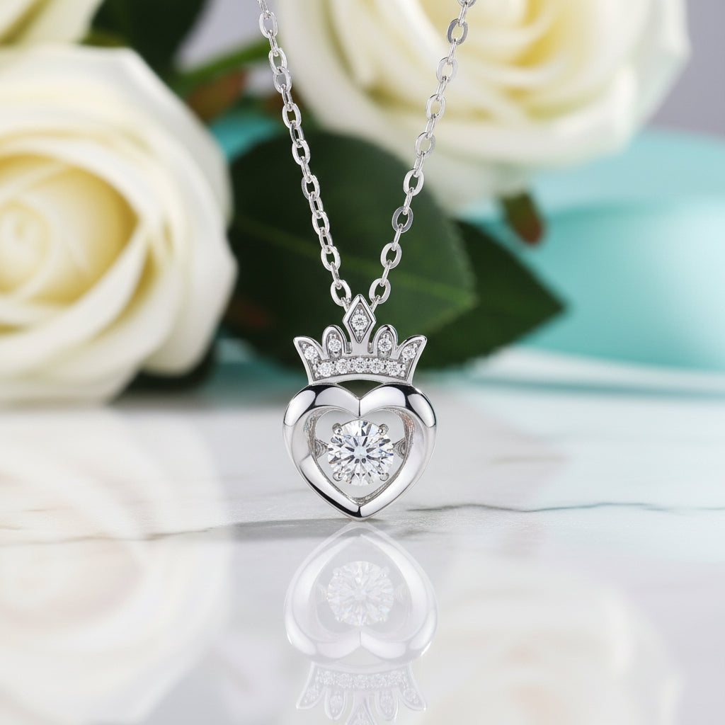 Heart Crown 0.4 ct Twinkle Diamond Necklace-Evani Jewelry