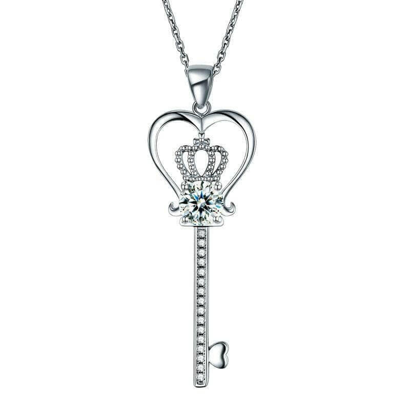 Heart, Crown & Key 1.25 ct Diamond Necklace-Evani Naomi Jewelry