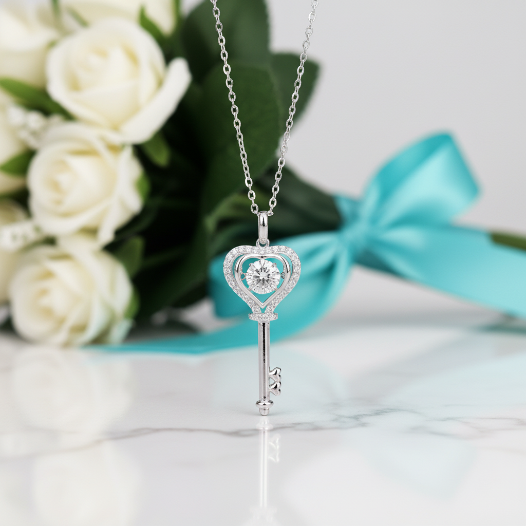 Heart Key 1.0 ct Diamond Necklace-Evani Jewelry