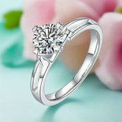 Heart Prong 1.00 ct Round Diamond Engagement Ring-Evani Naomi Jewelry