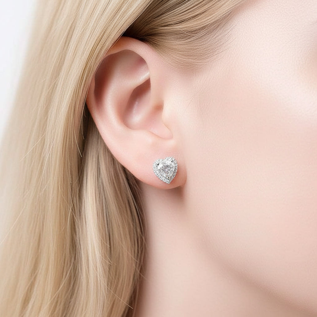 Heart Shaped 1.0 ct Diamond Halo Jewelry Set-Evani Jewelry
