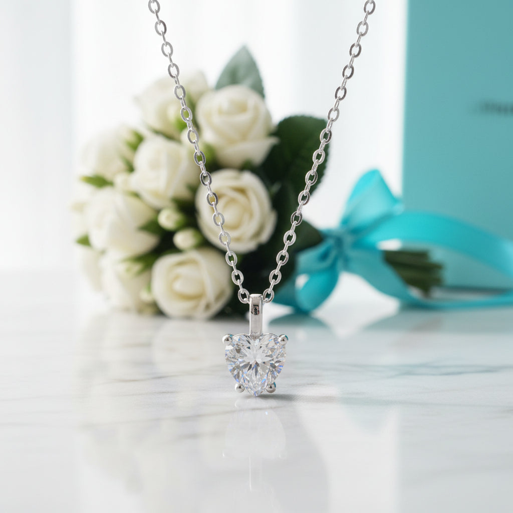 Heart Shaped 1.0 ct Diamond Necklace-Evani Jewelry