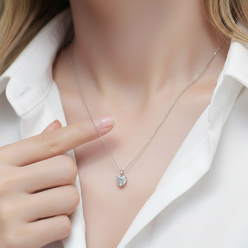 Heart Shaped 1.0 ct Diamond Necklace-Evani Jewelry