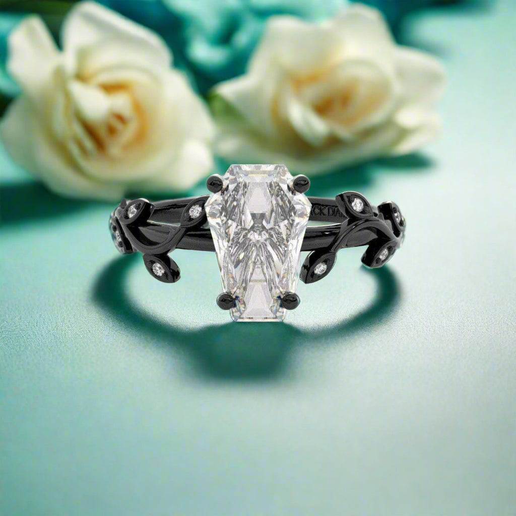 Hell and Back Gothic Engagement Rings in 14k Gold Limited Coffin Cut Diamond-Evani Naomi Jewelry