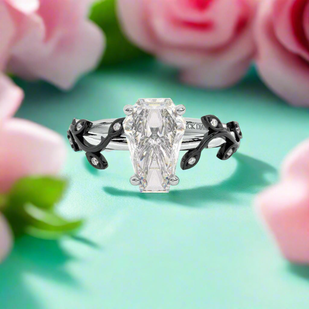 Hell and Back Gothic Engagement Rings in 14k Gold Limited Coffin Cut Diamond-Evani Naomi Jewelry