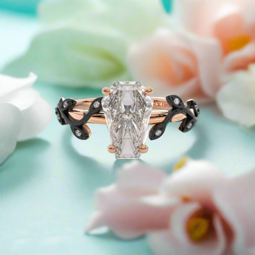 Hell and Back Gothic Engagement Rings in 14k Gold Limited Coffin Cut Diamond-Evani Naomi Jewelry