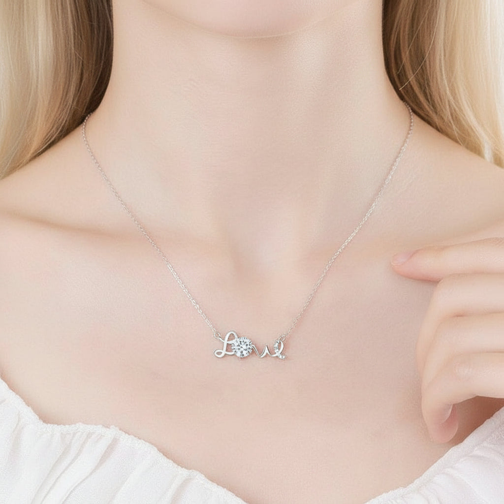 LOVE Word with 1.0 ct Diamond Necklace-Evani Jewelry