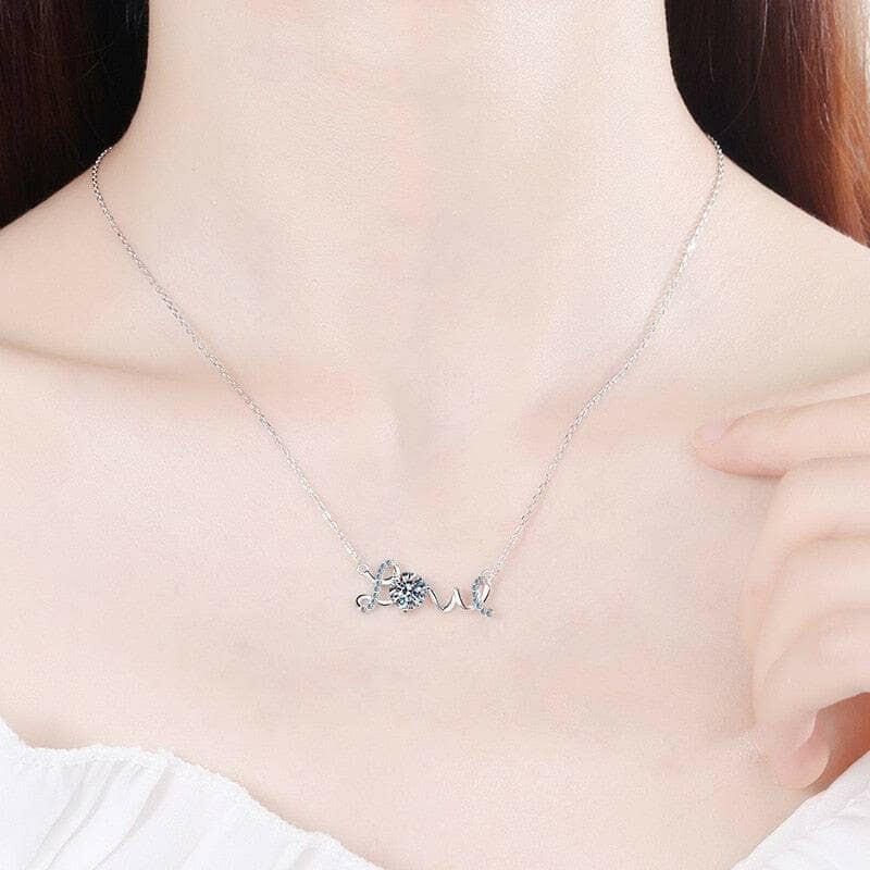 LOVE Word with 1.0 ct Diamond Necklace-Evani Naomi Jewelry