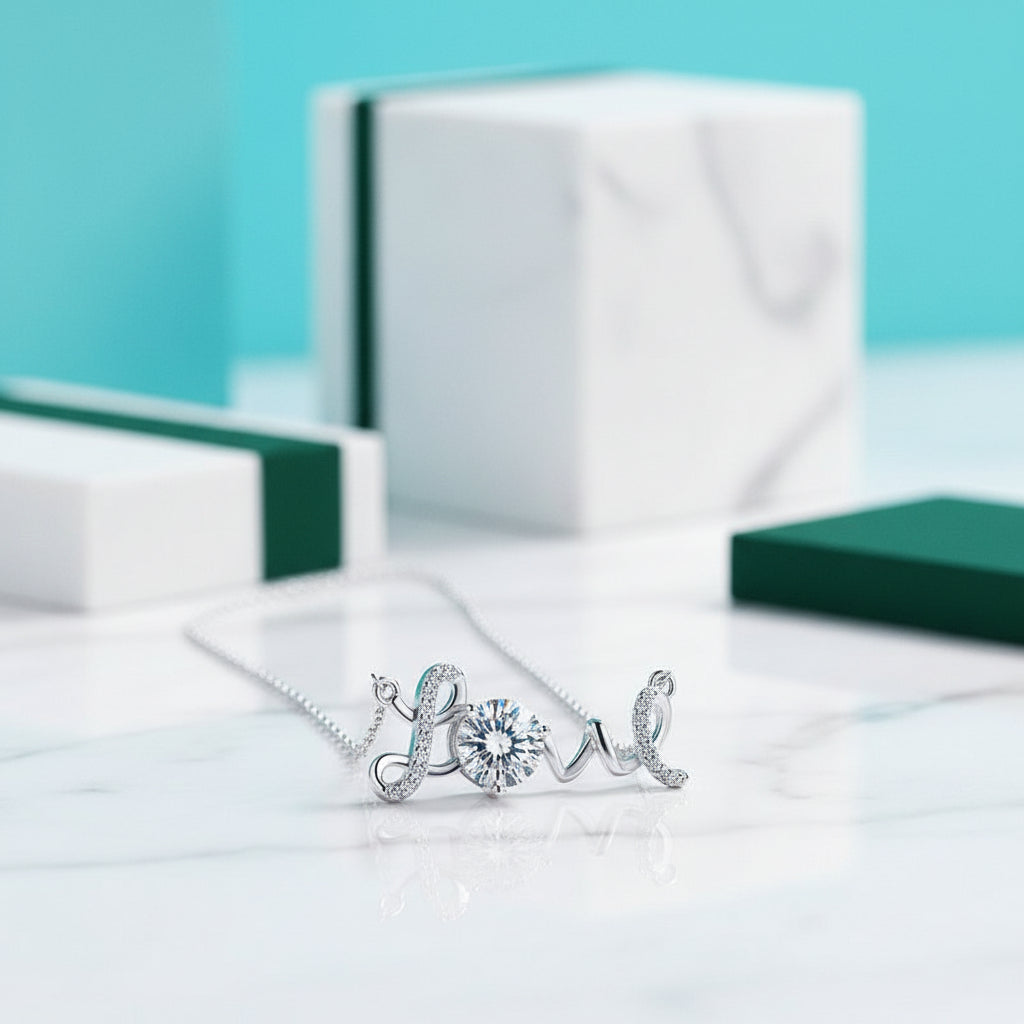 LOVE Word with 1.0 ct Diamond Necklace-Evani Jewelry