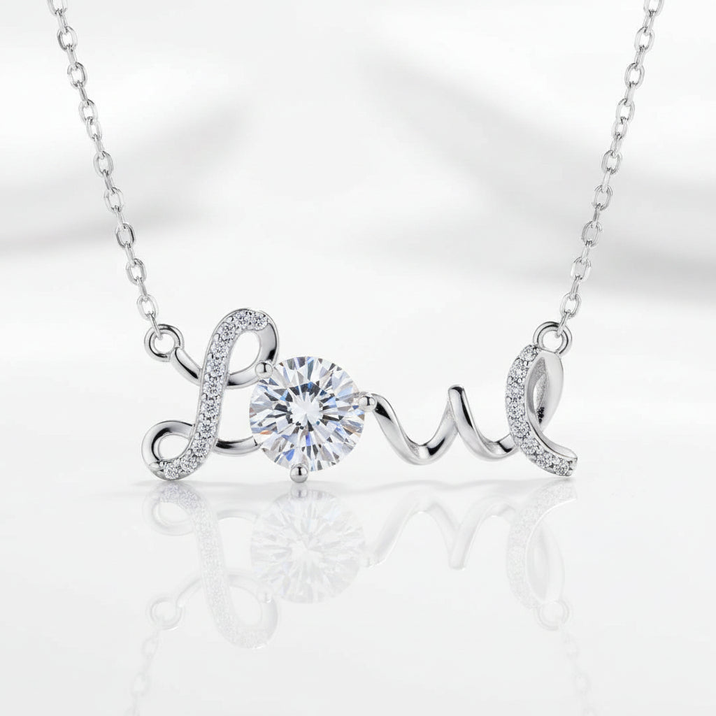 LOVE Word with 1.0 ct Diamond Necklace-Evani Jewelry