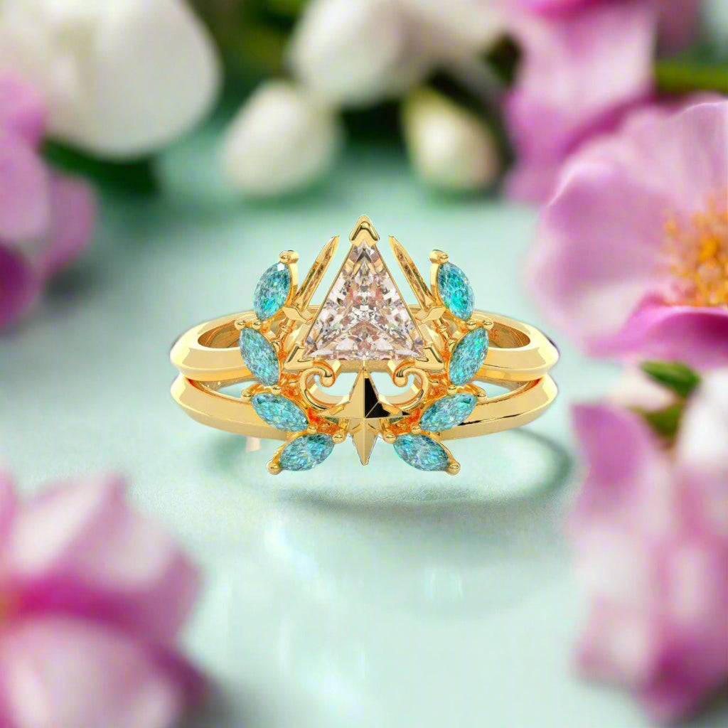 Light Mage Ring Set- Video Game Inspired Rings in 14k Rose Gold-Evani Naomi Jewelry