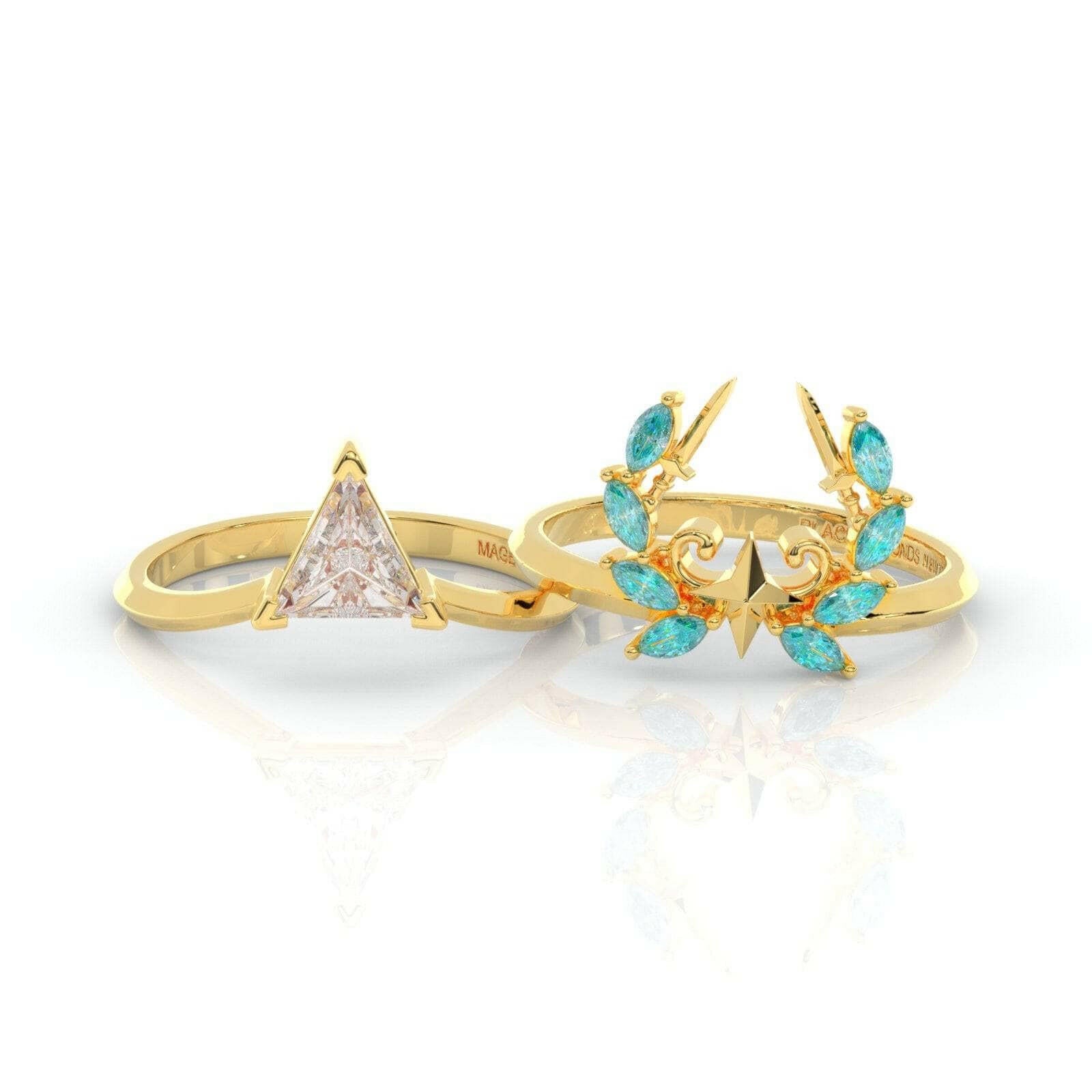 Light Mage Ring Set- Video Game Inspired Rings in 14k Rose Gold-Evani Naomi Jewelry