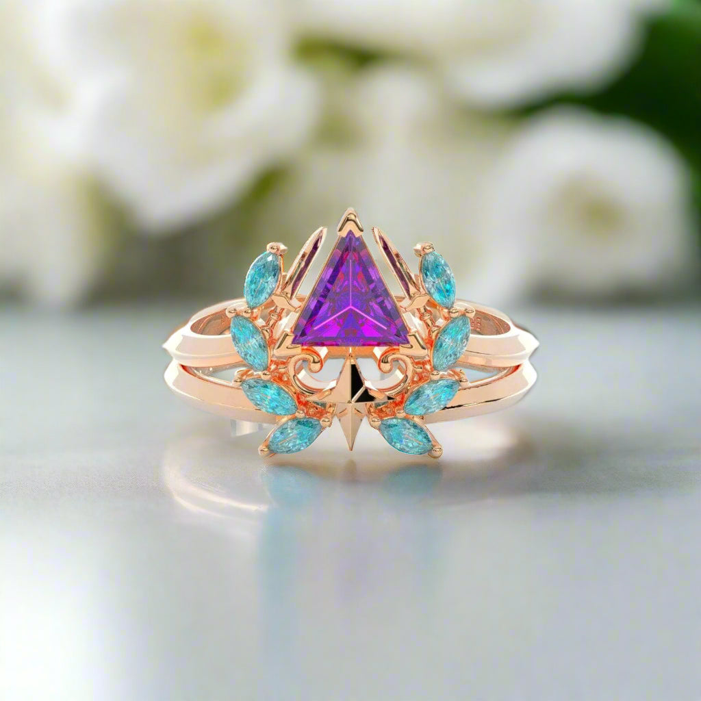 Light Mage Ring Set- Video Game Inspired Rings in 14k Rose Gold-Evani Naomi Jewelry